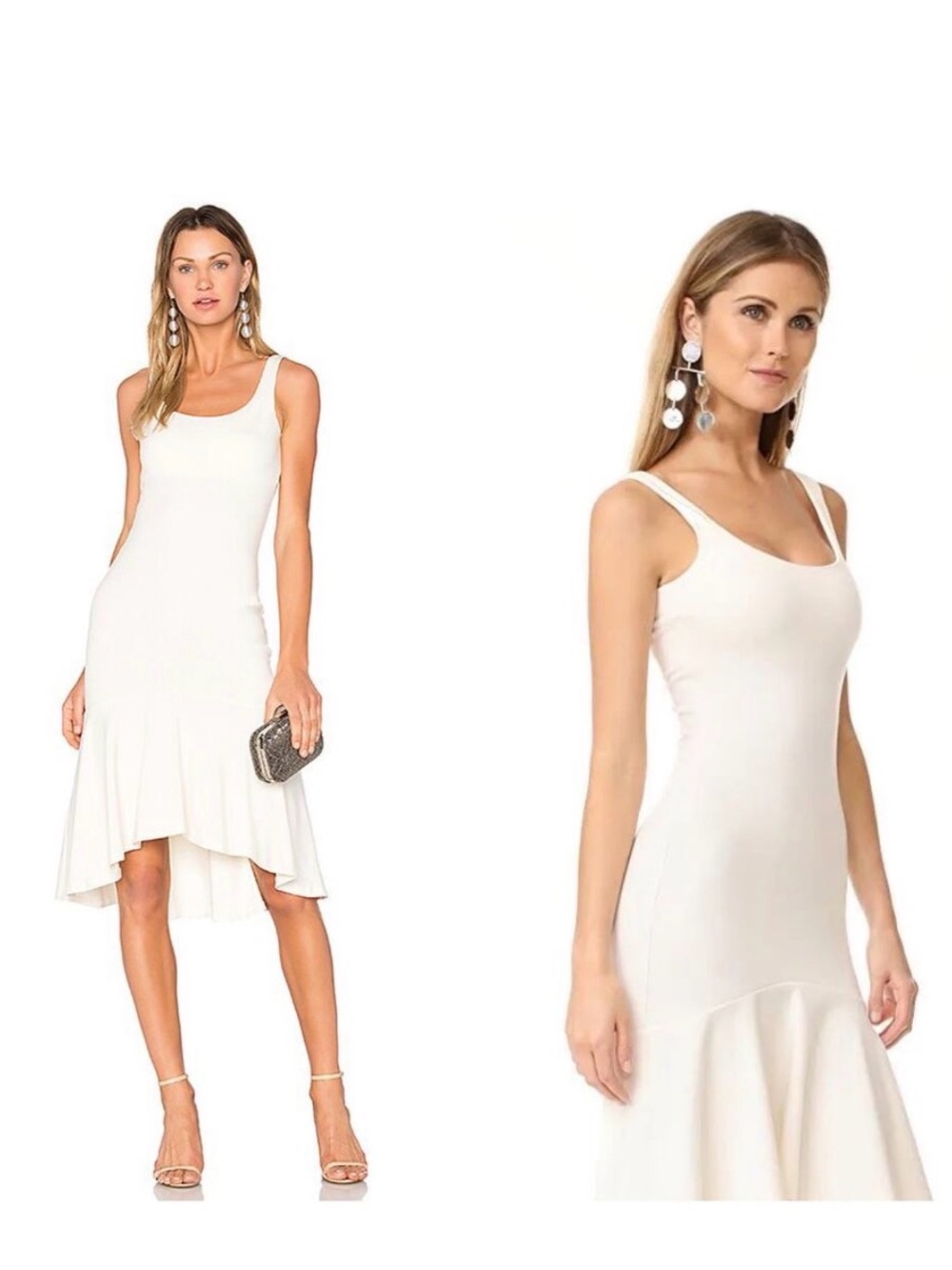 Amanda Uprichard Cream Scoop Neck High-Low Dress